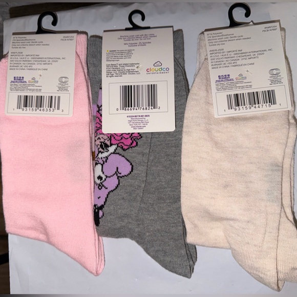 Care Bears Pink, Gray, and Cream Socks Trio - Picture 2 of 3